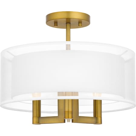 Quoizel Bodnar 3-Light Aged Brass Semi-Flush Mount QSF5576AB